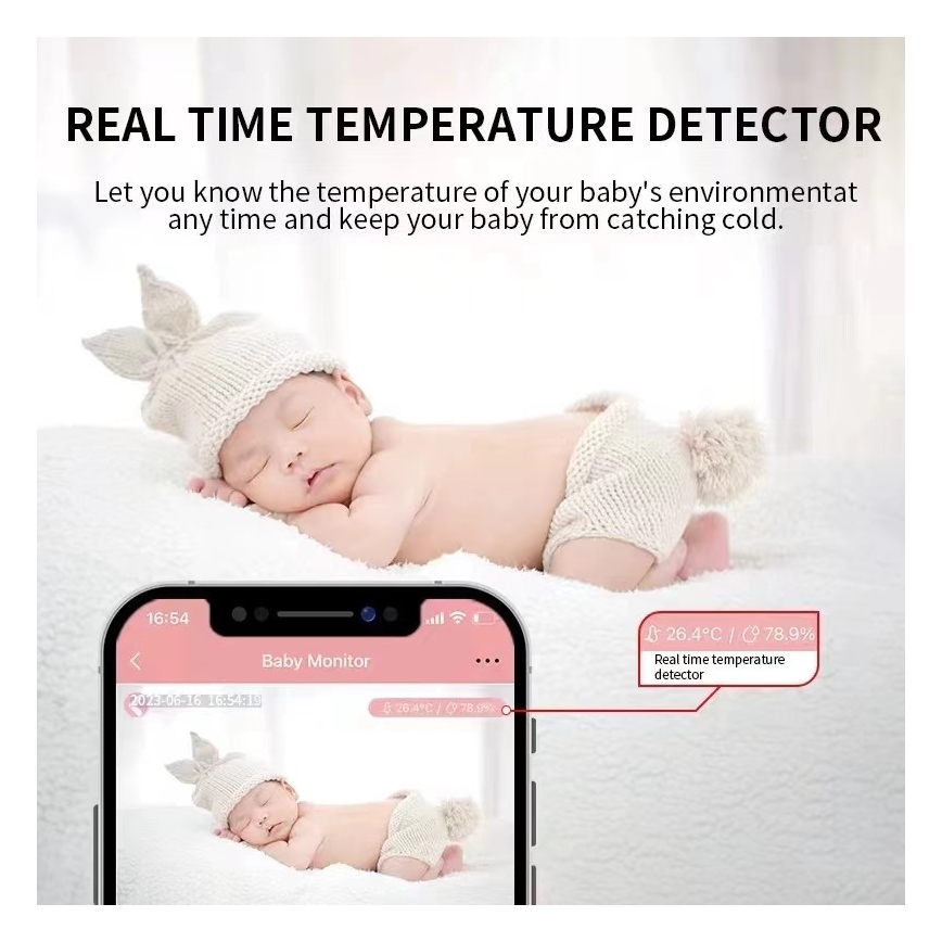 Immax NEO 07797L - Slimme oplaadbare babyfoon 5V Wi-Fi Tuya blauw