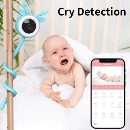 Immax NEO 07797L - Slimme oplaadbare babyfoon 5V Wi-Fi Tuya blauw