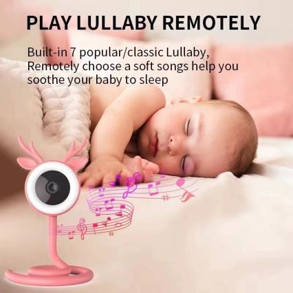 Immax NEO 07798L - Slimme oplaadbare babyfoon 5V Wi-Fi Tuya roze