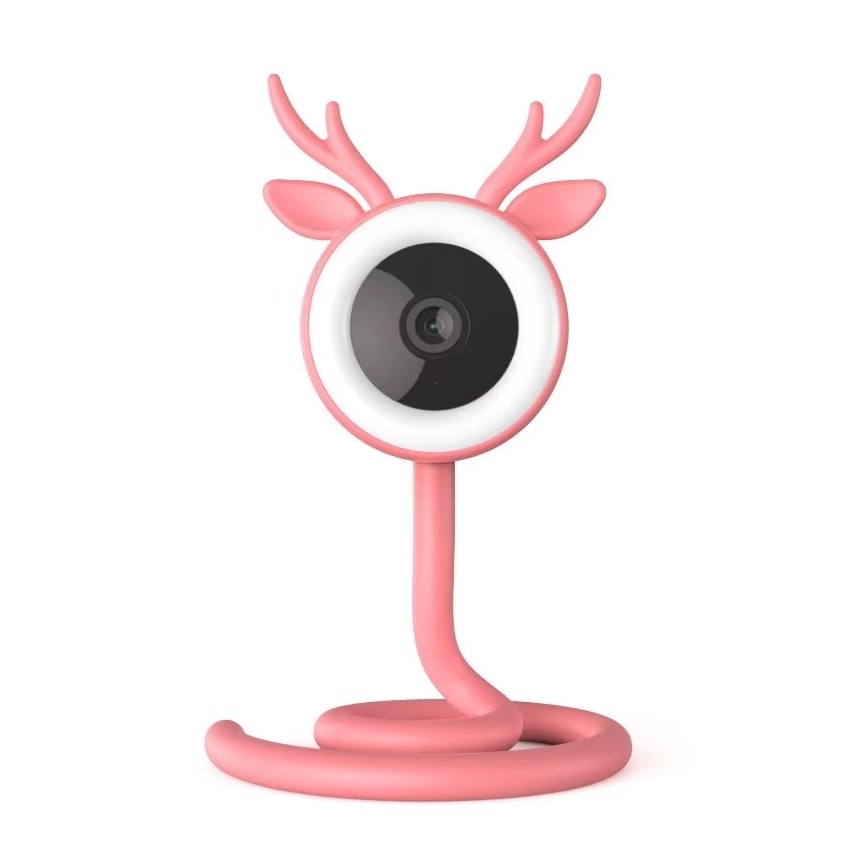 Immax NEO 07798L - Slimme oplaadbare babyfoon 5V Wi-Fi Tuya roze