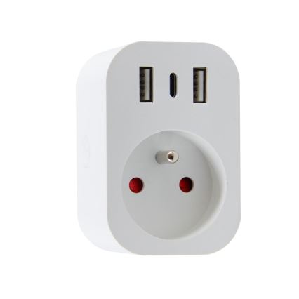 Immax NEO 07799L - Smart stopcontact splitter 16A/230V + 2xUSB+1xUSB C Wi-Fi Tuya