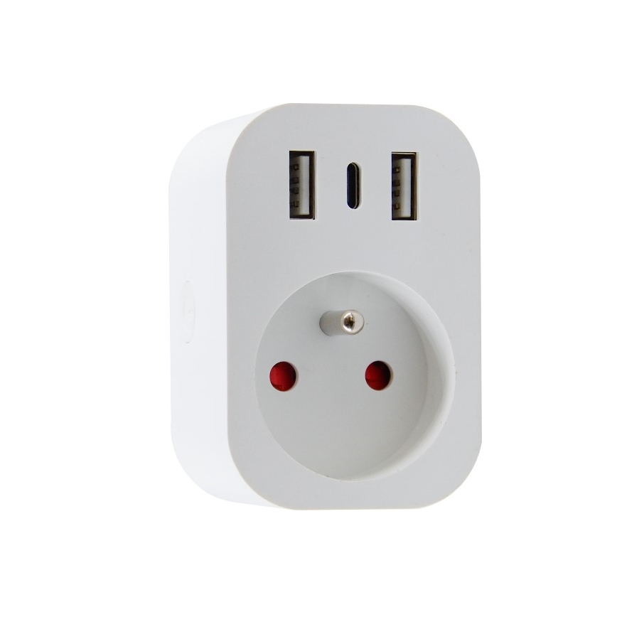 Immax NEO 07799L - Smart stopcontact splitter 16A/230V + 2xUSB+1xUSB C Wi-Fi Tuya
