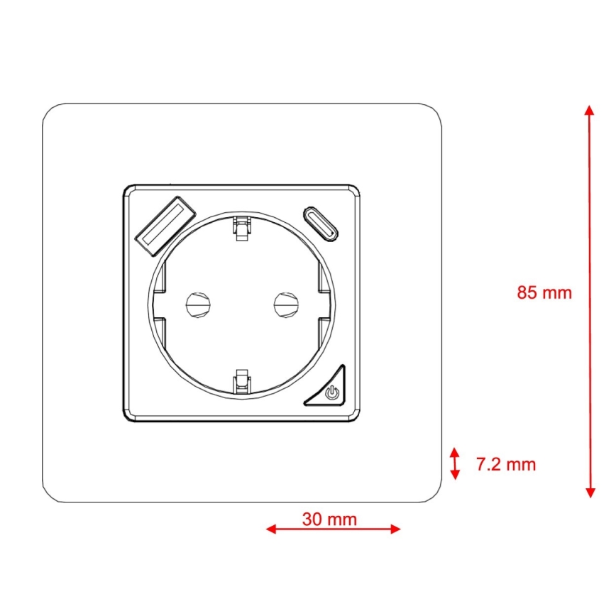 Immax NEO 07801L - Slim stopcontact 16A/230V + 1xUSB-A+1xUSB C Tuya