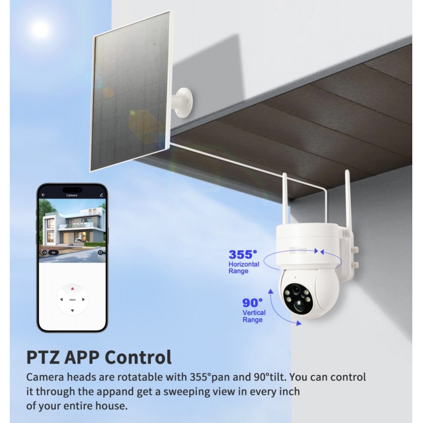 Immax NEO 07803L - Slimme buitenzonnecamera met sensor SENTRY 6000 mAh Wi-Fi Tuya IP65