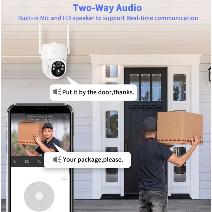 Immax NEO 07804L - Slimme buitenzonnecamera met sensor 9000 mAh Wi-Fi Tuya IP65