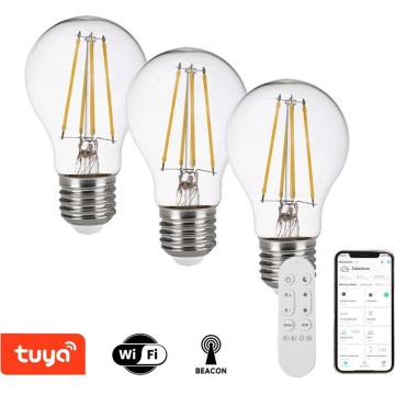Immax NEO 07806CDO - SET van 3 dimbare LED CCT-lampen E27/7,3W/230V Tuya Wi-Fi + afstandsbediening