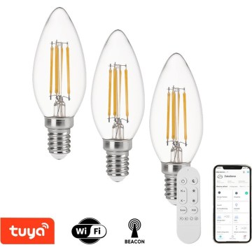 Immax NEO 07807CDO - SET 3x LED CCT dimbare LED-lamp E14/4W/230V Tuya Wi‑Fi + afstandsbediening