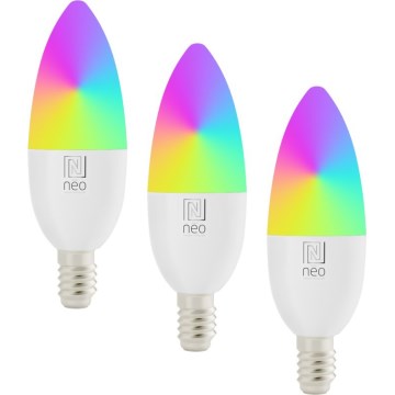 Immax NEO 07808C - Set van 3 dimbare LED-lampen RGB+CCT E14/4,8W/230V Wi-Fi Tuya