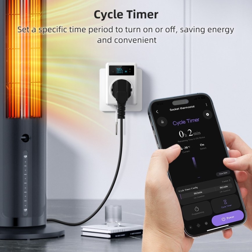 Immax NEO 07811L - Slimme stekker met thermometer F 3680W Wi-Fi
