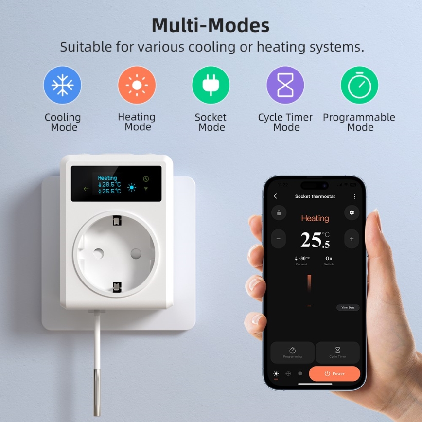 Immax NEO 07811L - Slimme stekker met thermometer F 3680W Wi-Fi