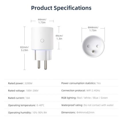 Immax NEO 07812L - Slimme stekker E 3500W Tuya Wi-Fi