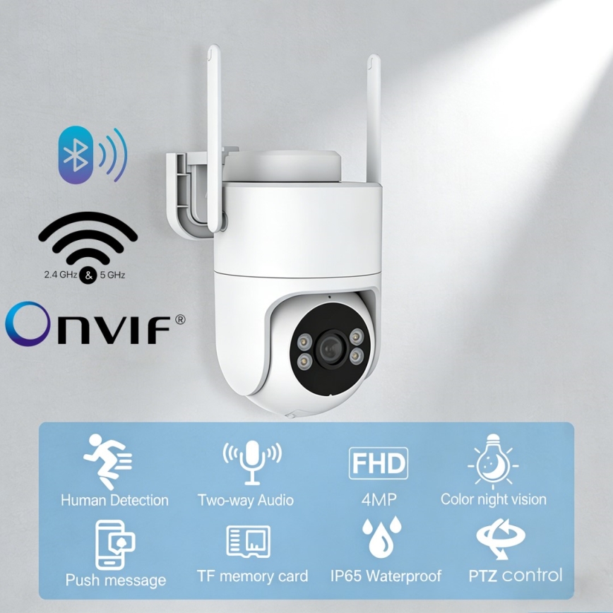 Immax NEO 07819L - Slimme buitencamera met 4 MP-sensor, 5V-voeding, IP65-bescherming, Tuya Wi-Fi