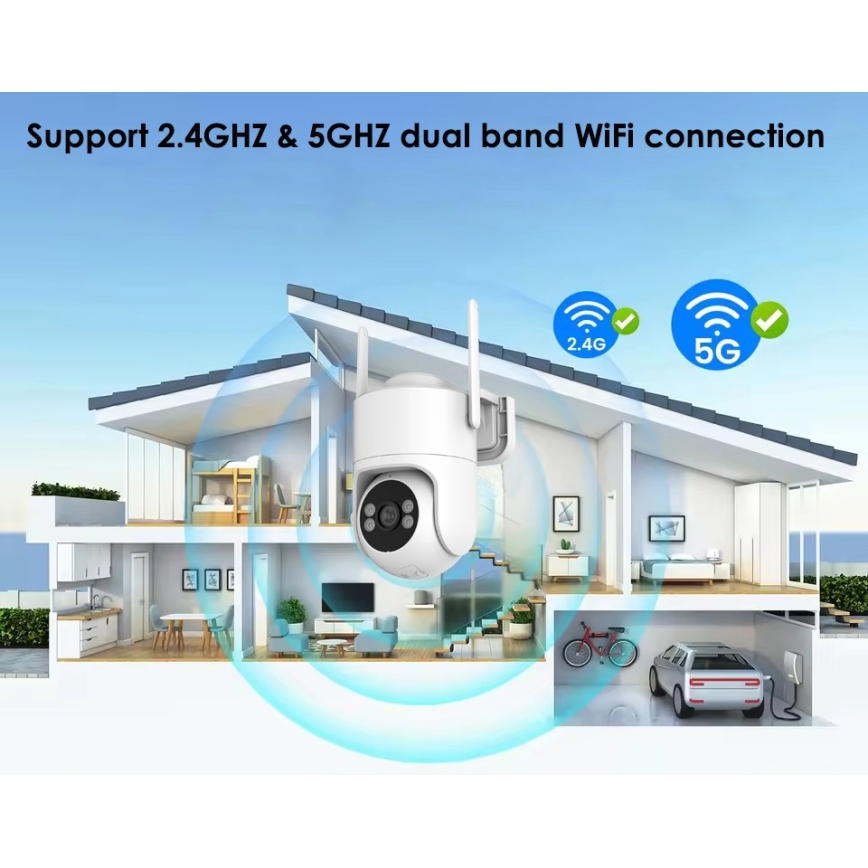 Immax NEO 07819L - Slimme buitencamera met 4 MP-sensor, 5V-voeding, IP65-bescherming, Tuya Wi-Fi