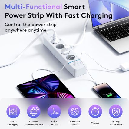 Immax NEO 07821L - Smart stekkerdoos NEO LITE 4x AC + 1x USB + 2x USB-C Wi-Fi