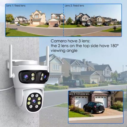 Immax NEO 07823L - Slimme buitencamera met drie 2MP-sensoren, 5V, Wi-Fi