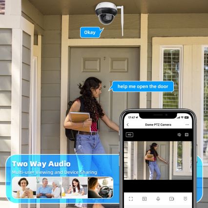 Immax NEO 07825L - Slimme buitencamera met DOME-sensor, 5 MP, 230V, IP66, TUYA, Wi‑Fi