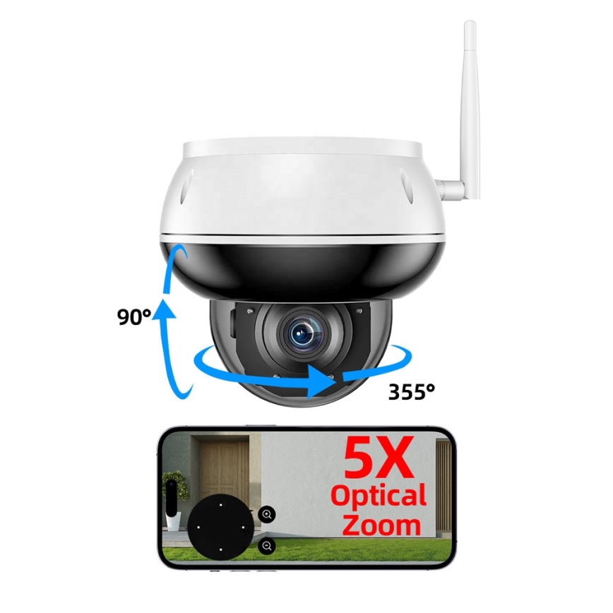 Immax NEO 07825L - Slimme buitencamera met DOME-sensor, 5 MP, 230V, IP66, TUYA, Wi‑Fi