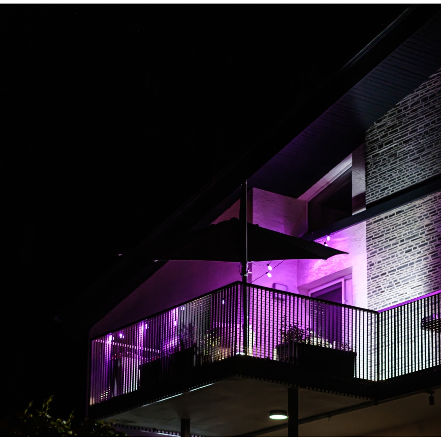 LED RGB+CCT Dimbaar buitenshuis ketting SLINGER 15xLED/1W/230V 15m Wi-Fi Tuya IP65 + afstandsbediening