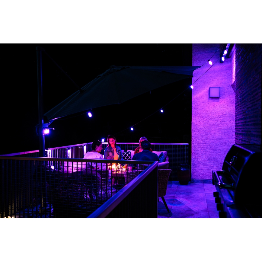LED RGB+CCT Dimbaar buitenshuis ketting SLINGER 15xLED/1W/230V 15m Wi-Fi Tuya IP65 + afstandsbediening
