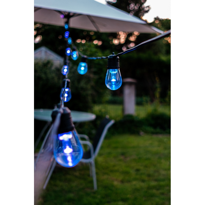 LED RGB+CCT Dimbaar buitenshuis ketting SLINGER 15xLED/1W/230V 15m Wi-Fi Tuya IP65 + afstandsbediening