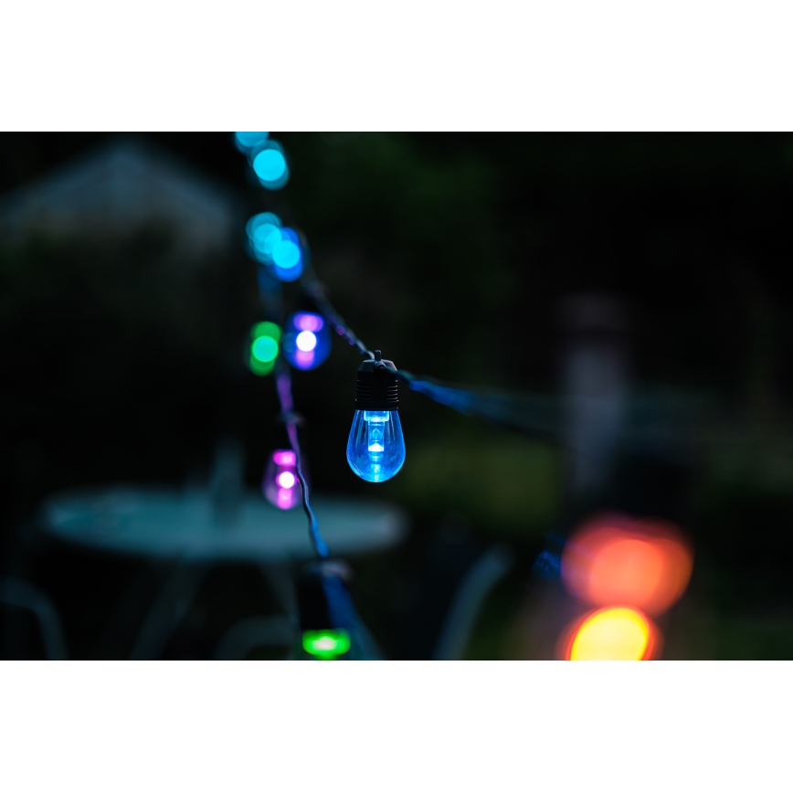 LED RGB+CCT Dimbaar buitenshuis ketting SLINGER 15xLED/1W/230V 15m Wi-Fi Tuya IP65 + afstandsbediening
