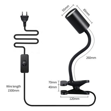 Immax NEO 08293L - Flexibele lamp met klem PUNTO 1xGU10/9W/230V zwart