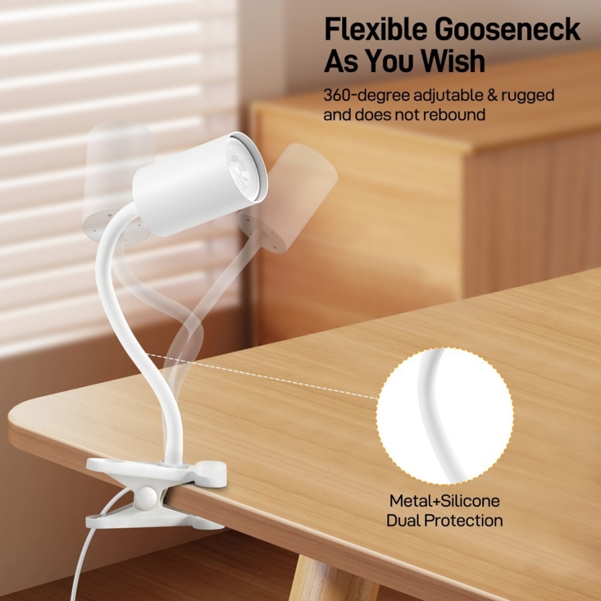 Immax NEO 08294L - Flexibele klemlamp PUNTO 1xGU10/9W/230V wit
