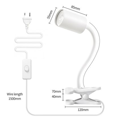 Immax NEO 08294L - Flexibele klemlamp PUNTO 1xGU10/9W/230V wit