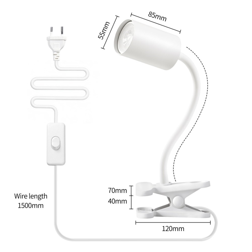 Immax NEO 08294L - Flexibele klemlamp PUNTO 1xGU10/9W/230V wit