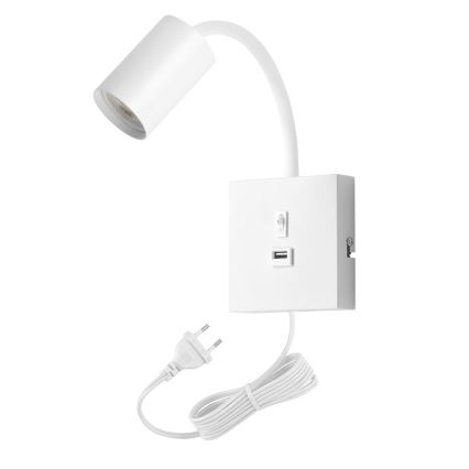 Immax NEO 08296L - Wandlamp PUNTO met USB, 1x GU10/9W/230V, wit