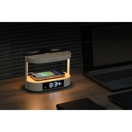 Immax NEO 09111L - Dimbare LED-tafellamp met ingebouwde wekker en TRIPLE DOCK-oplaadfunctie LED/1,5W/5V
