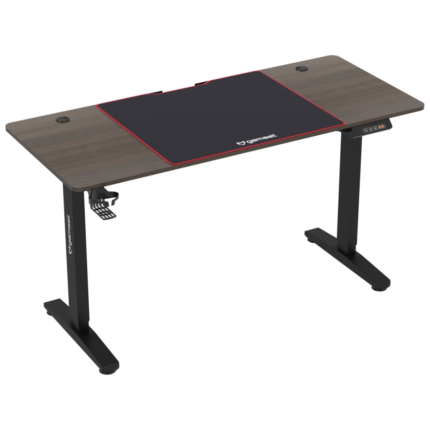 In hoogte verstelbare game tafel CONTROL 140x60 cm bruin/zwart