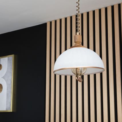 In hoogte verstelbare hanglamp RAMONA 1xE27/60W/230V bruin/wit/eiken