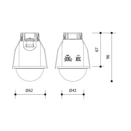 Inbouw bewegingssensor 360° 1200W/230V IP54 wit