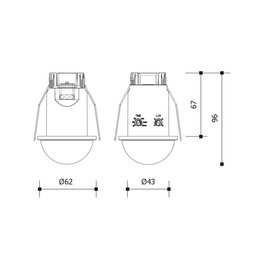 Inbouw bewegingssensor 360° 1200W/230V IP54 wit