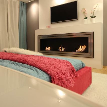 Kratki - Inbouw BIO haard 65x180 cm 3x2,5kW glanzend chroom
