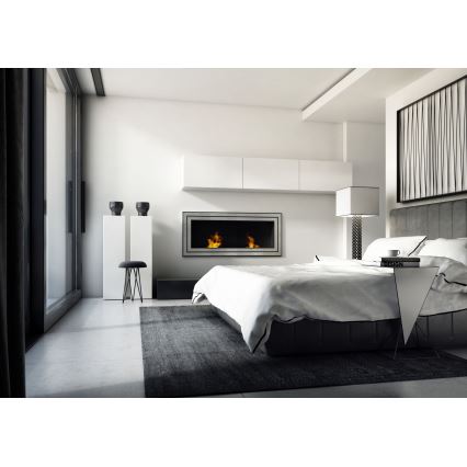 Kratki - Inbouw BIO haard 65x180 cm 3x2,5kW glanzend chroom