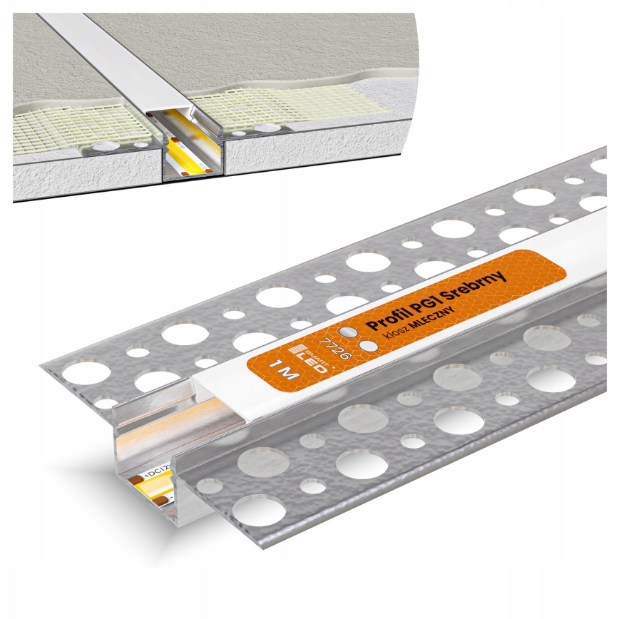 Inbouwprofiel voor LED-strips 1 m, zilver/wit