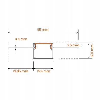 Inbouwprofiel voor LED-strips 1 m, zilver/wit