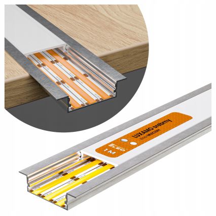 Inbouwprofiel voor LED-strips 1 m zilver/wit