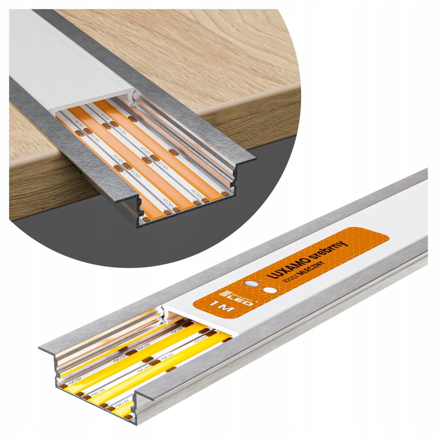 Inbouwprofiel voor LED-strips 1 m zilver/wit