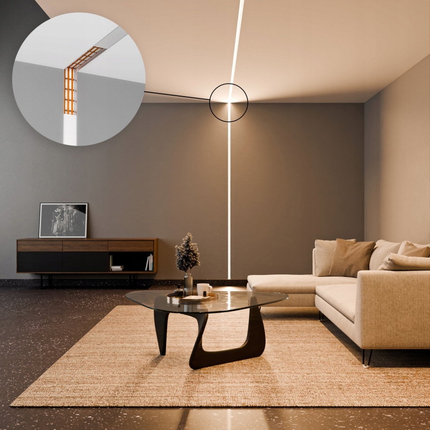 Inbouwprofiel voor LED-strips 1 m, zilver/wit