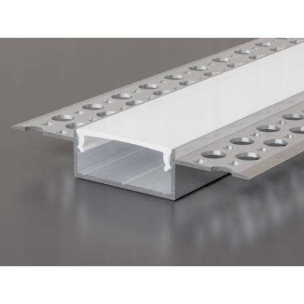 Inbouwprofiel voor LED-strips 1 m, zilver/wit