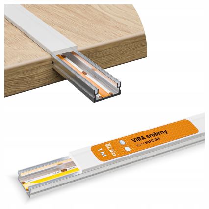 Inbouwprofiel voor LED-strips 1 m zilver/wit