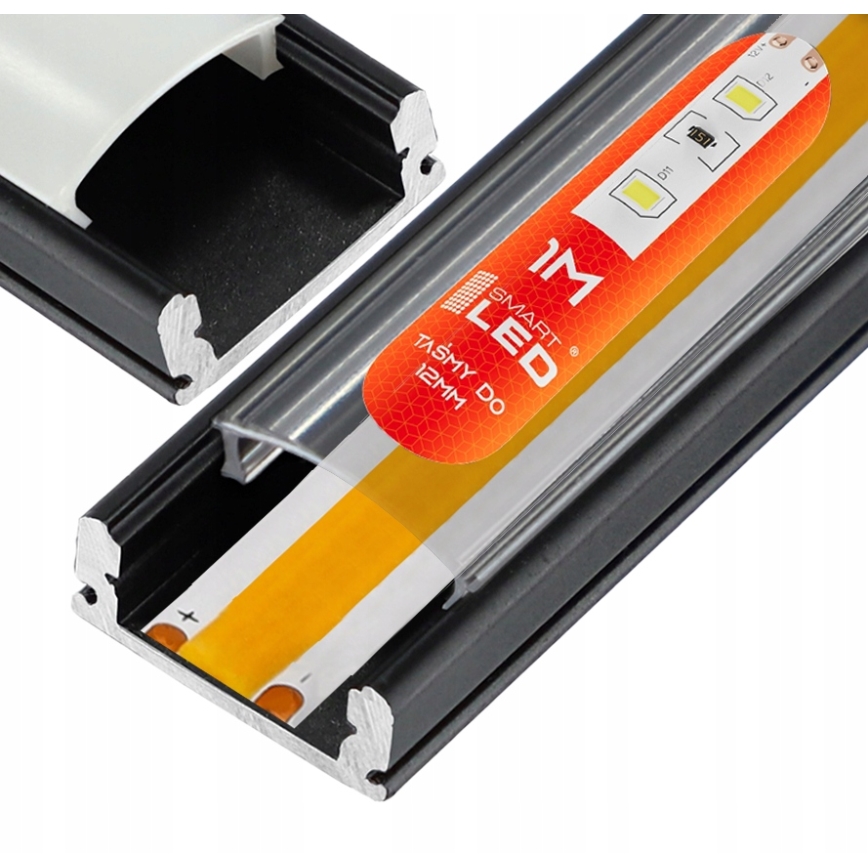 Inbouwprofiel voor LED-strips 1 m zwart/helder