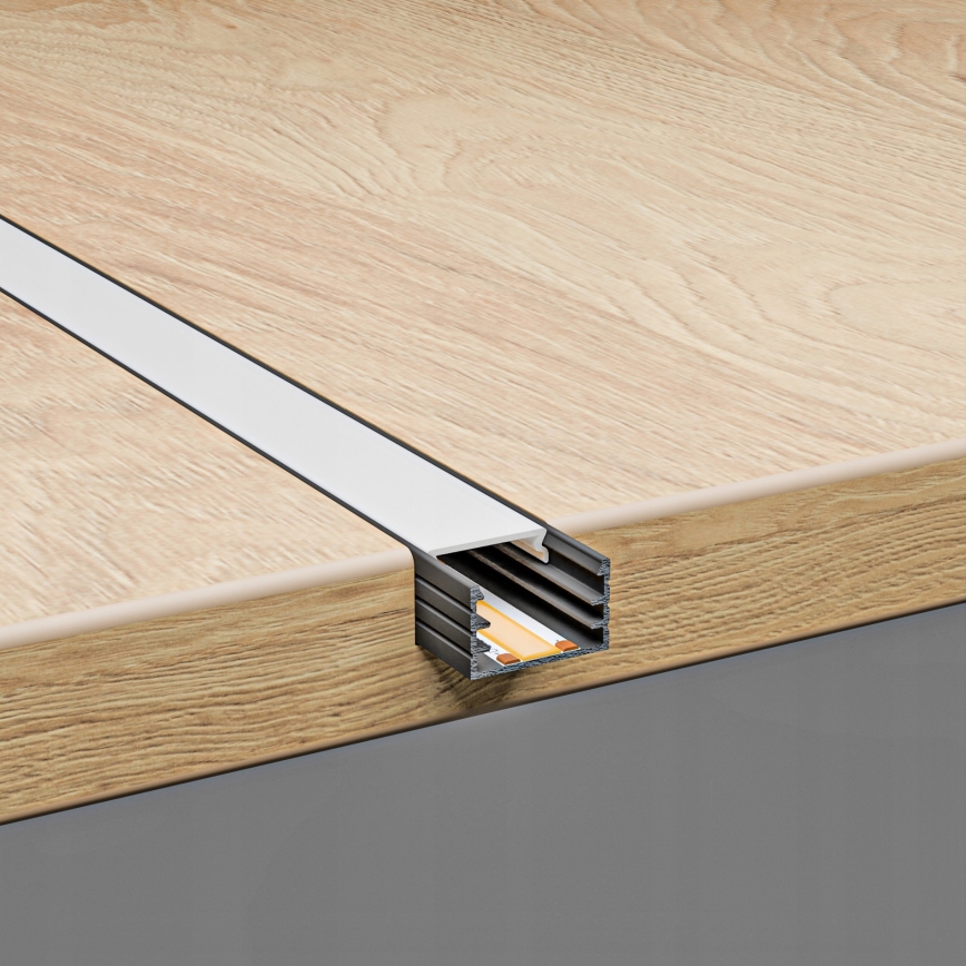 Inbouwprofiel voor LED-strips, 1 m, zwart/wit