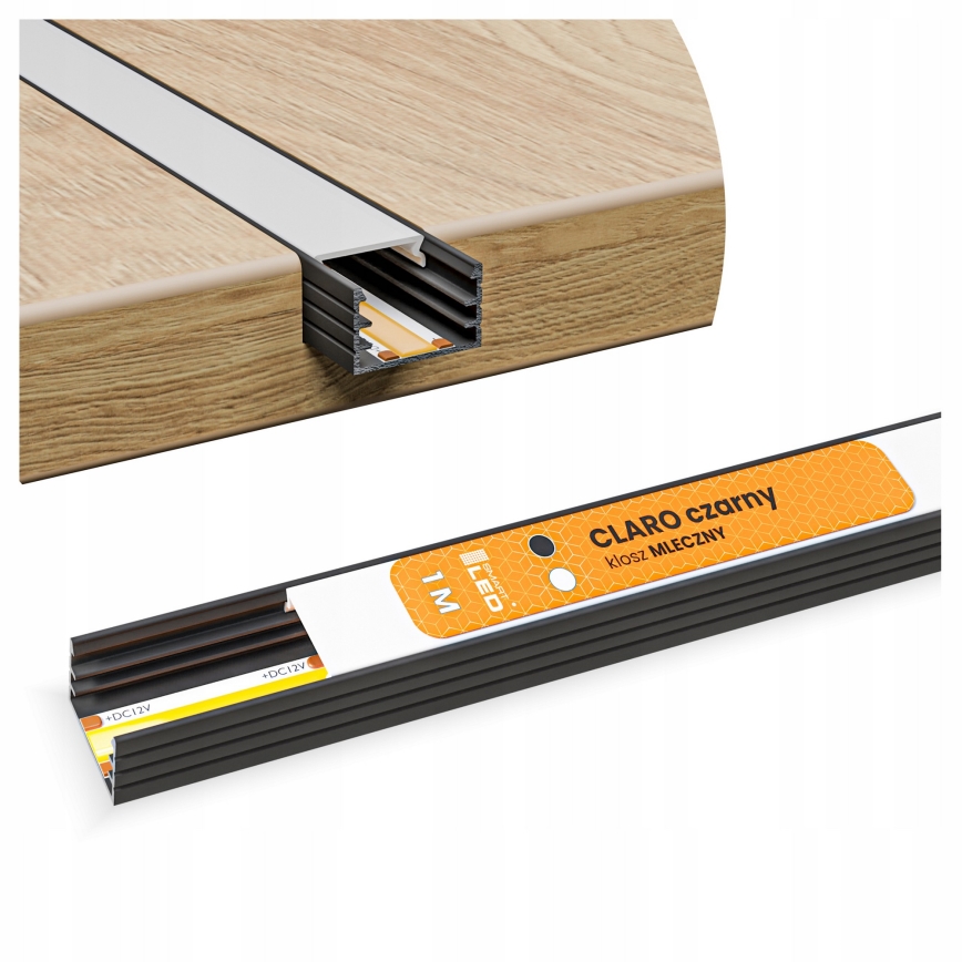 Inbouwprofiel voor LED-strips, 1 m, zwart/wit