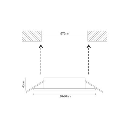 Inbouwring voor GU10-inbouwspot 8,6x8,6 cm, zwart