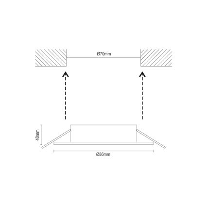 Inbouwring voor GU10-inbouwspot Ø 8,6 cm, wit