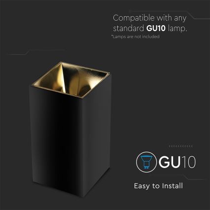 Inbouwspot 1xGU10/35W/230V zwart/goud